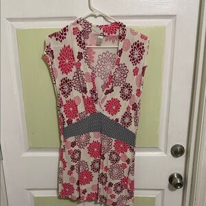 (1723) Merona Floral Wrap Blouse - Pink and Gray, Size: Small